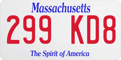 MA license plate 299KD8