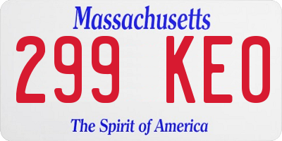 MA license plate 299KE0