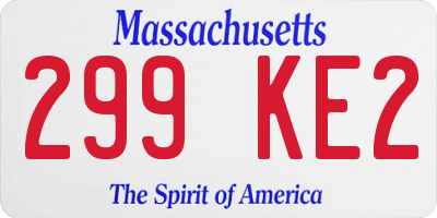MA license plate 299KE2