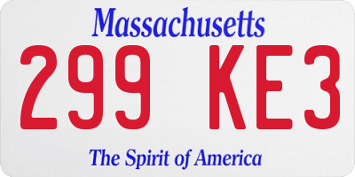 MA license plate 299KE3