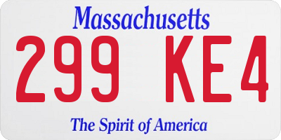 MA license plate 299KE4
