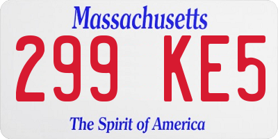 MA license plate 299KE5