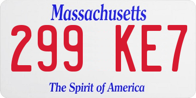 MA license plate 299KE7