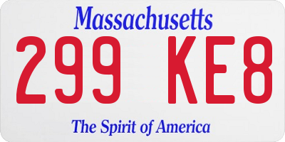 MA license plate 299KE8
