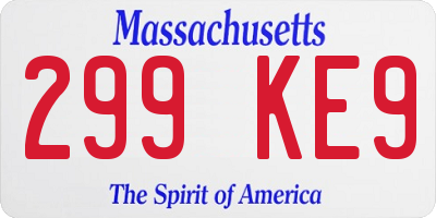 MA license plate 299KE9