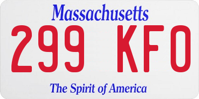 MA license plate 299KF0