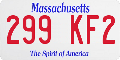 MA license plate 299KF2