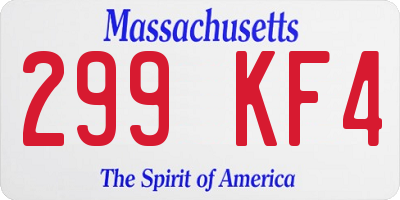 MA license plate 299KF4