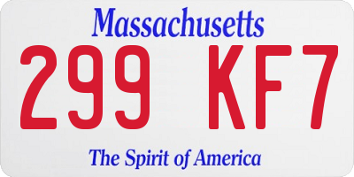 MA license plate 299KF7