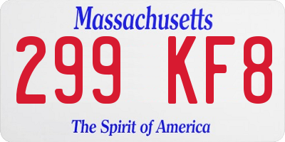 MA license plate 299KF8