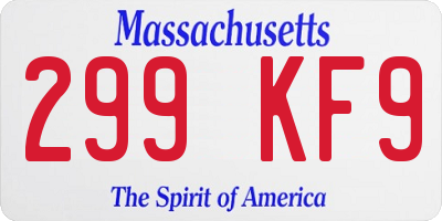 MA license plate 299KF9