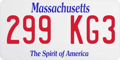 MA license plate 299KG3