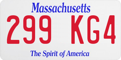 MA license plate 299KG4