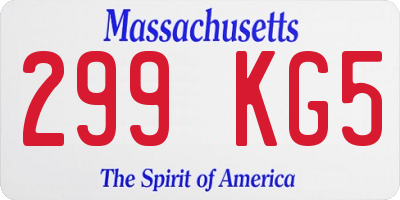 MA license plate 299KG5