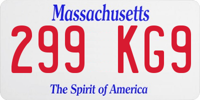 MA license plate 299KG9