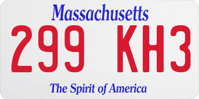 MA license plate 299KH3