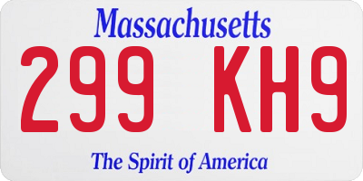 MA license plate 299KH9