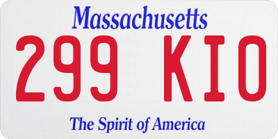 MA license plate 299KI0