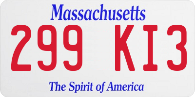 MA license plate 299KI3