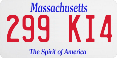 MA license plate 299KI4