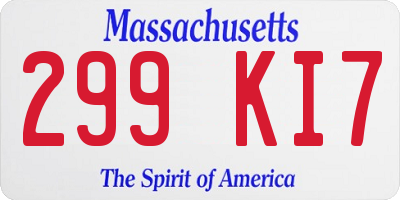 MA license plate 299KI7