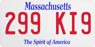 MA license plate 299KI9