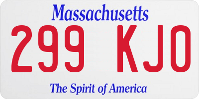 MA license plate 299KJ0