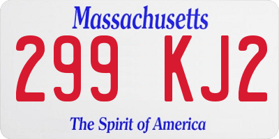 MA license plate 299KJ2