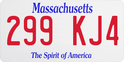 MA license plate 299KJ4
