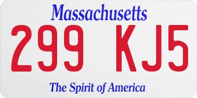 MA license plate 299KJ5