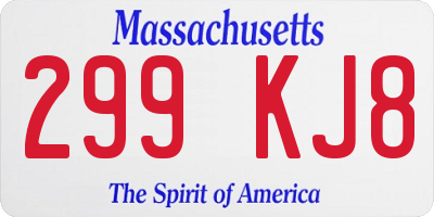 MA license plate 299KJ8