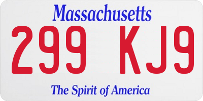 MA license plate 299KJ9