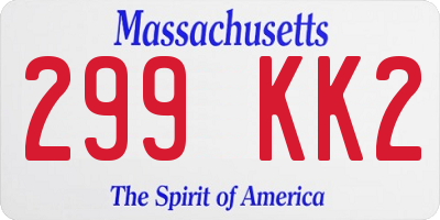MA license plate 299KK2