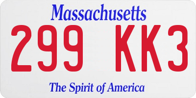 MA license plate 299KK3
