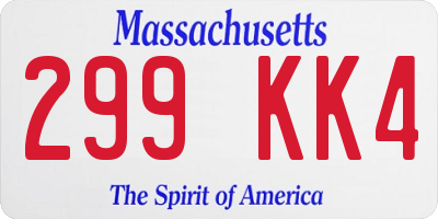 MA license plate 299KK4