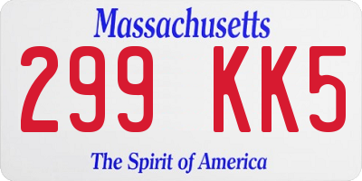 MA license plate 299KK5