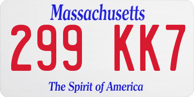 MA license plate 299KK7