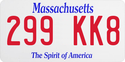 MA license plate 299KK8