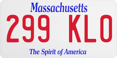 MA license plate 299KL0