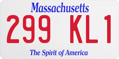 MA license plate 299KL1