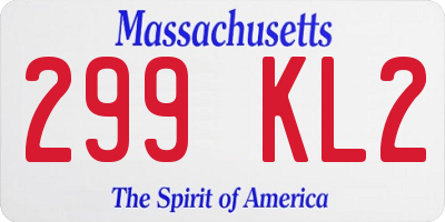 MA license plate 299KL2