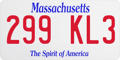 MA license plate 299KL3
