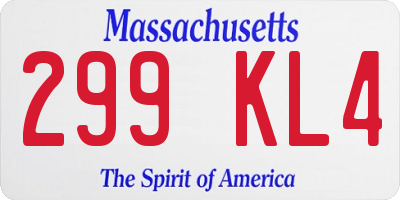 MA license plate 299KL4