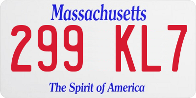 MA license plate 299KL7