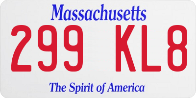 MA license plate 299KL8