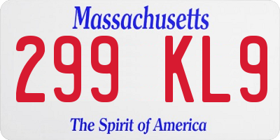 MA license plate 299KL9