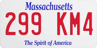 MA license plate 299KM4