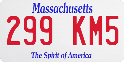 MA license plate 299KM5