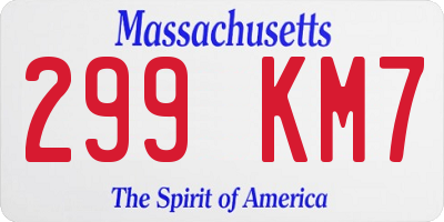 MA license plate 299KM7