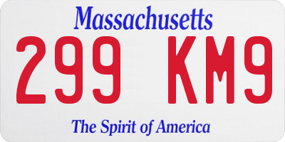 MA license plate 299KM9